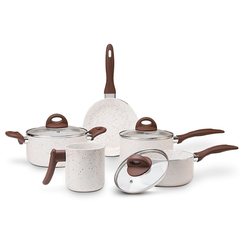 Jogo de Panelas Brinox Antiaderente Ceramic Life 5 Peças Smart Plus Vanilla
