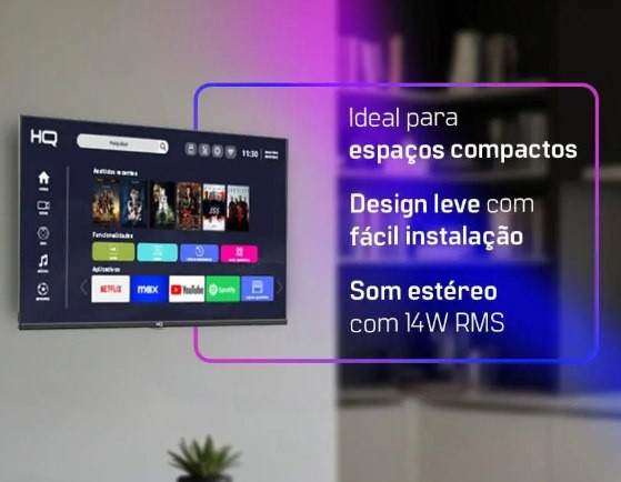 Smart TV HQ 32 HD com Android - tela sem bordas