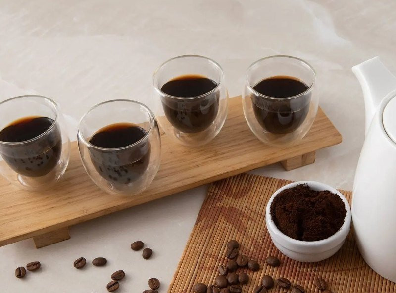 Copinho Chique De Café Jogo De Copos De Vidro De Café Parede Dupla 80ml 4 Peças