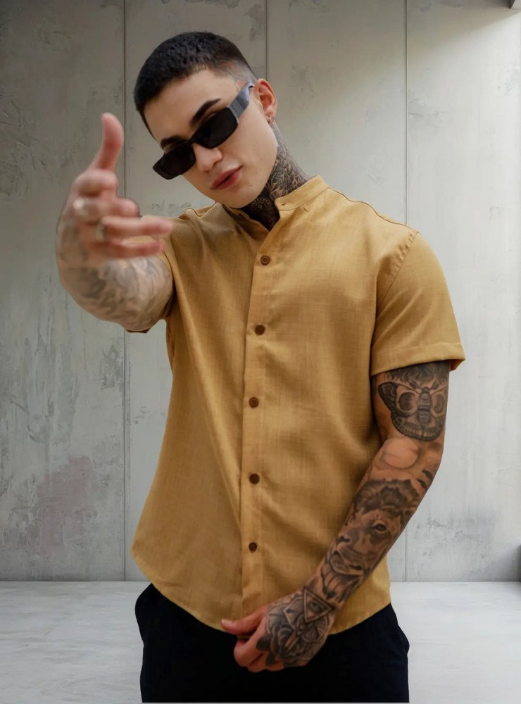 Camisa Manga Curta Gola Padre Masculina