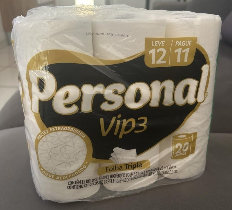 Personal Papel Higiênico Vip Folha Tripla com 12 Rolos 20m