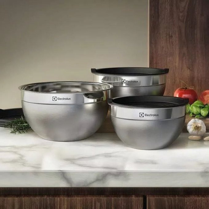 Electrolux Kit Bowls Tigelas em Inox com Tampa Plástica 3 Unidades