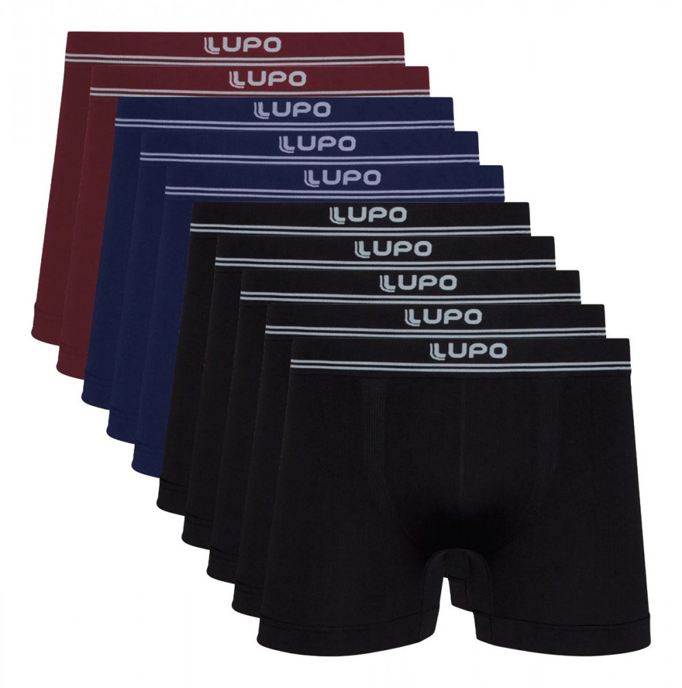 Kit 10 Cuecas Lupo Boxer Poliamida Sem Costura
