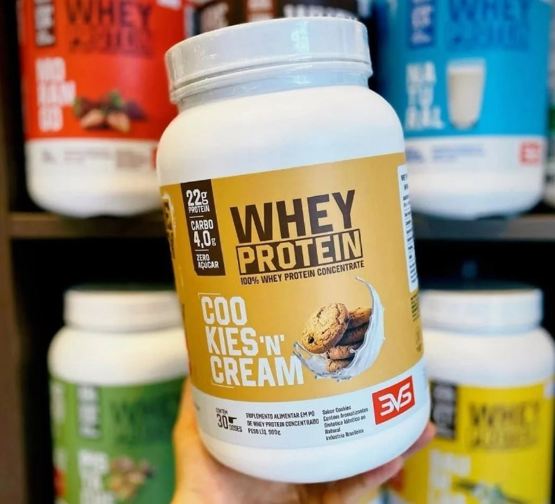 Whey Protein 100% Concentrado 900g Sabor Cookies and Cream - 3vs Nutrition