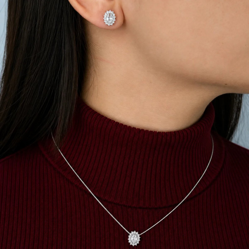 Conjunto Colar e Brinco Ponto de Luz Prata