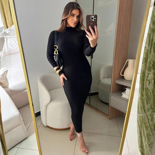 Vestido Anastacia canelado modal outono