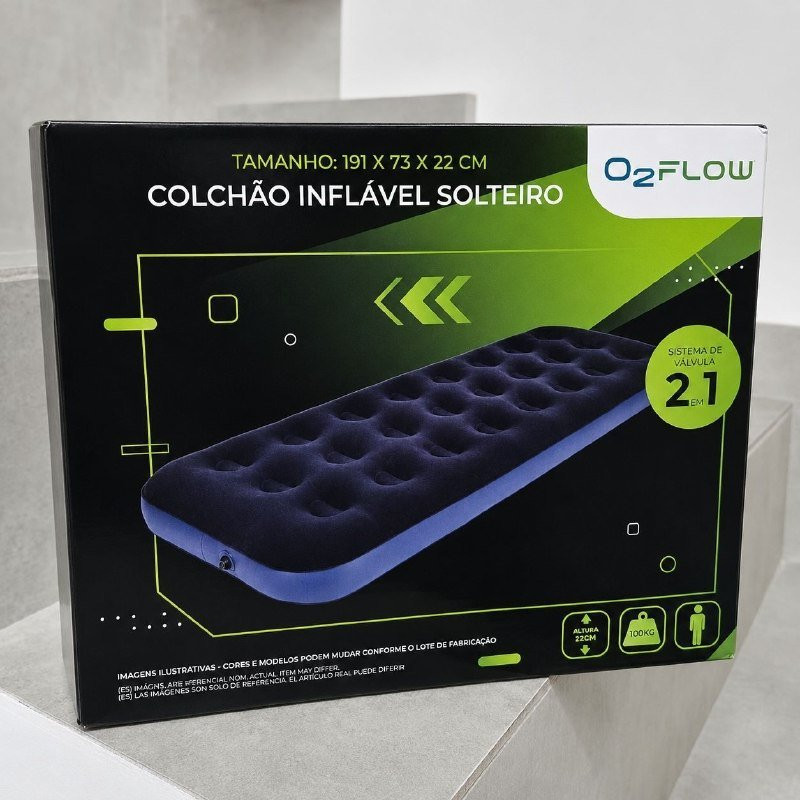 Colchão Inflável Solteiro Aveludado O2Flow