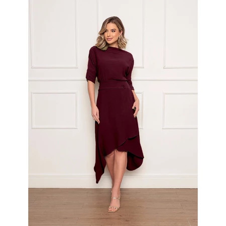 Conjunto Elegante Blusa Manga Dobrável e Saia