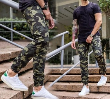 Calças Jeans Camufladas Masculinas Jogger