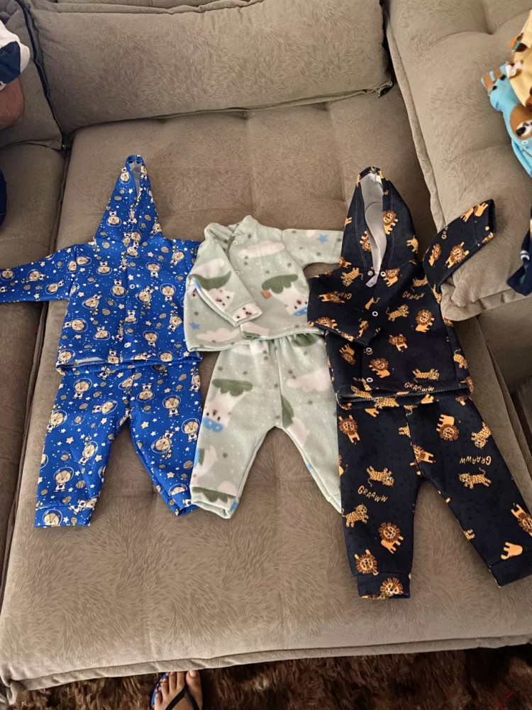 Kit 3 Macacão Soft Bebê com Botões