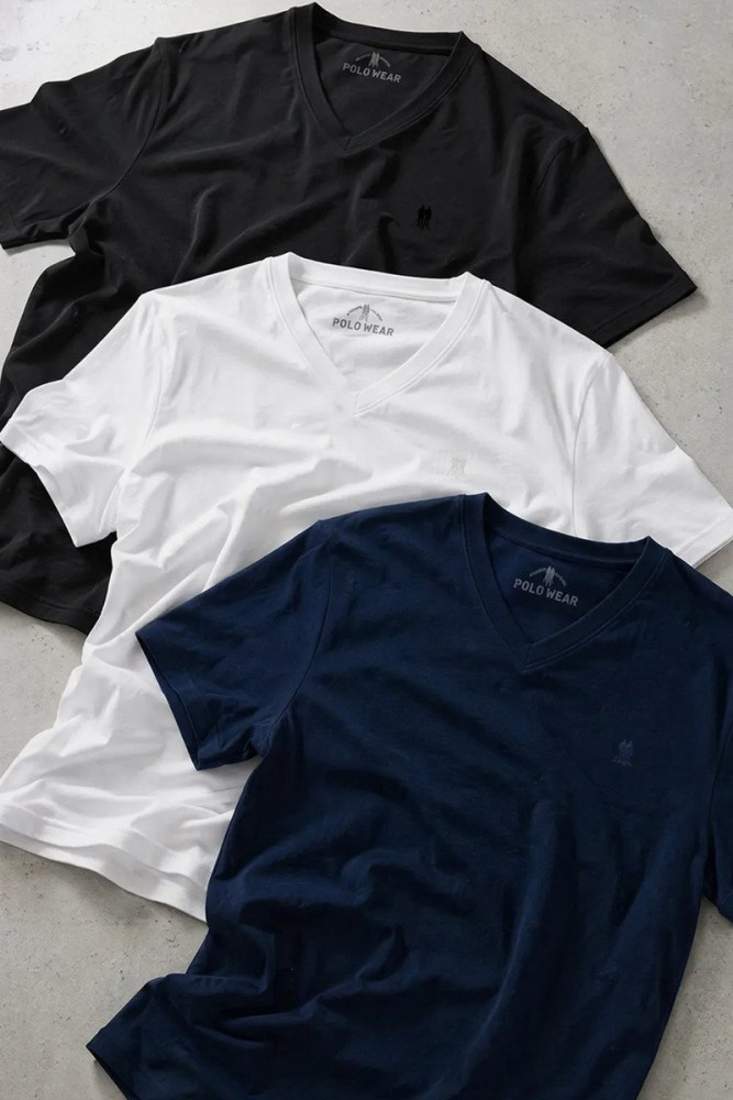 Kit 3 Camisetas Gola V Masculinas Polo Wear