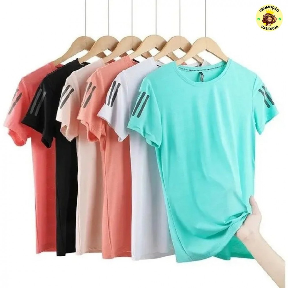 Camiseta Básica Exercícios De Verão Feminina Seda Gelada