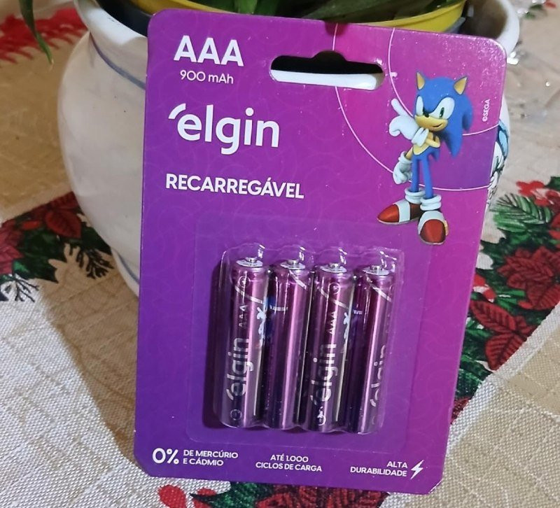 Pilha Recarregável AAA Palito 900mAh Elgin com 4 unidades