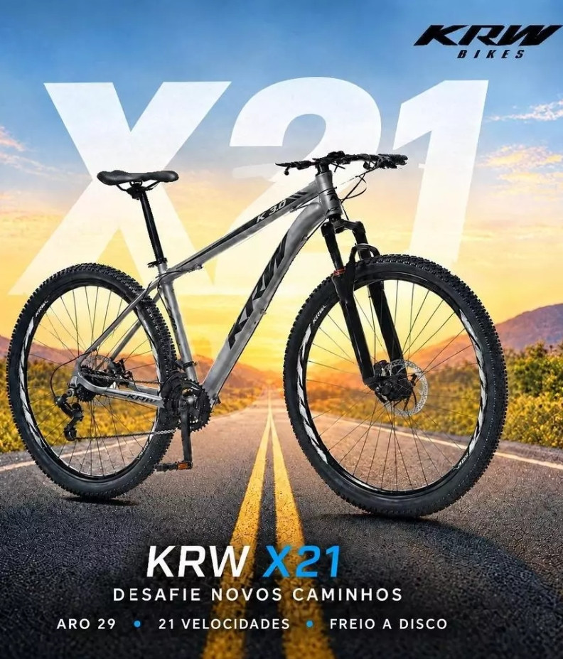 Bicicleta Aro 29 Krw Alumínio 21v Freio a Disco