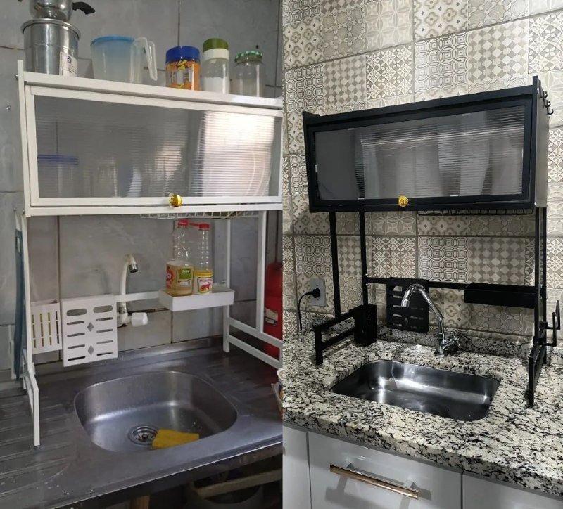 Escorredor De Pratos Louça Preto Cozinha Suspensa 65cm 18pçs