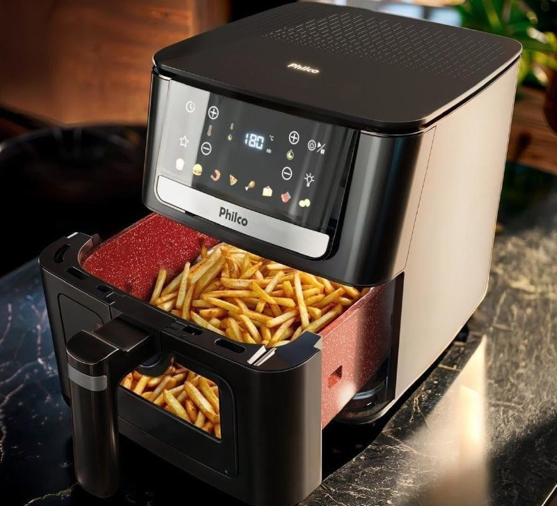 Air Fryer Philco 6,5L Visor Glass e Redstone 1700W - 127v