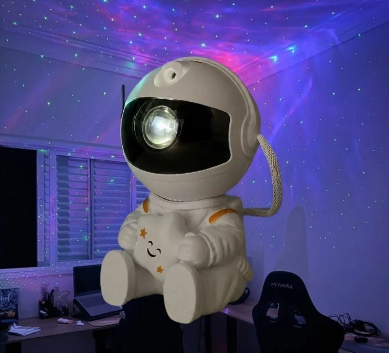 Mini Astronauta Projetor Estrelas Galáxia Luminária Noturna