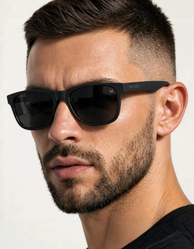 Óculos Sol Masculino Quadrado UV400 Preto