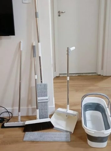 Kit de Limpeza 5 Peças Vassoura Rodo Pá Balde