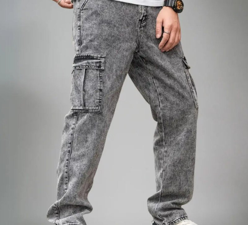 Calça Jeans Cargo Baggy