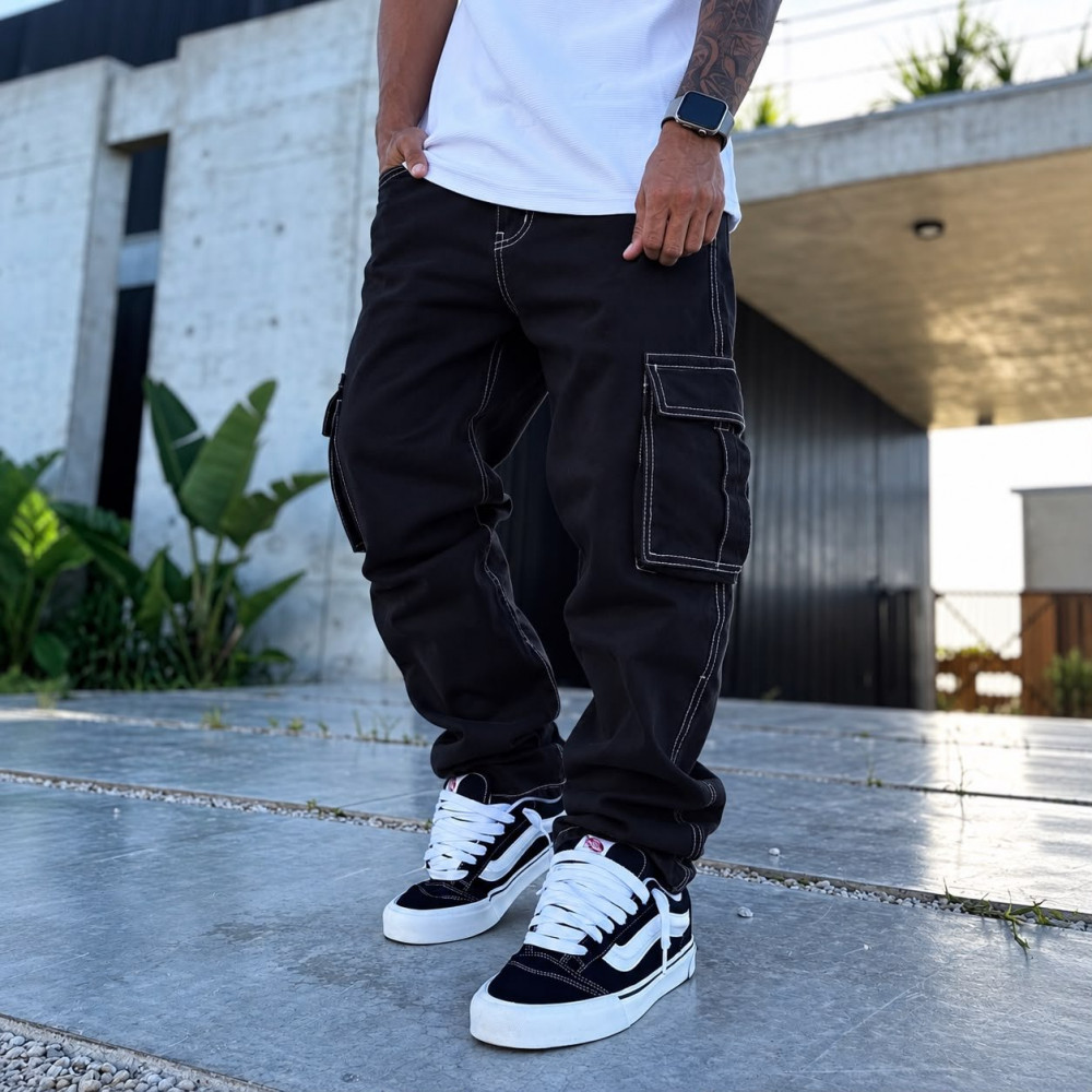 Calça Cargo Masculina Sarja 100% Algodão