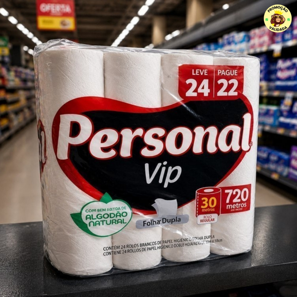 Papel Higiênico Folha Dupla, Branco 24 unidades