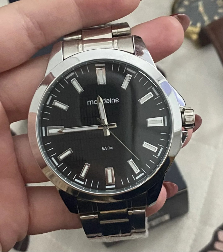Mondaine 99784G0MVNE1 aço inox prata preto