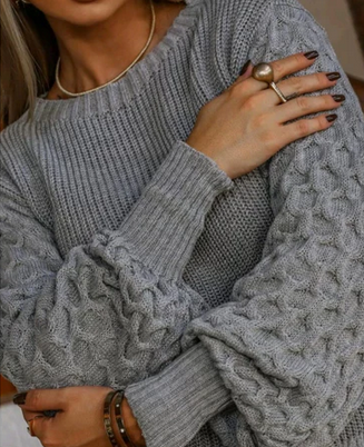 Blusa de frio feminina com manga bufante