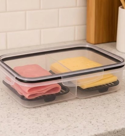 Porta Frios Duplo Preto para Presunto e Queijo
