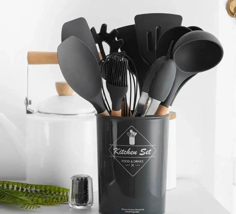 Jogo Com 12 Utensílios De Cozinha Silicone