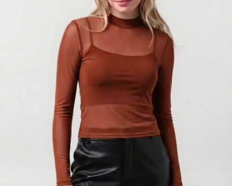 Blusa Feminina Manga Longa Tule Transparente