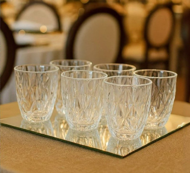 Jogo 6 Copos Vidro Diamante 300ml