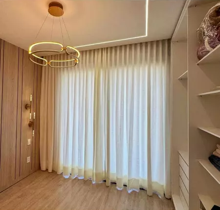 Cortina de Linho Quarto/Sala Trilho Suíço