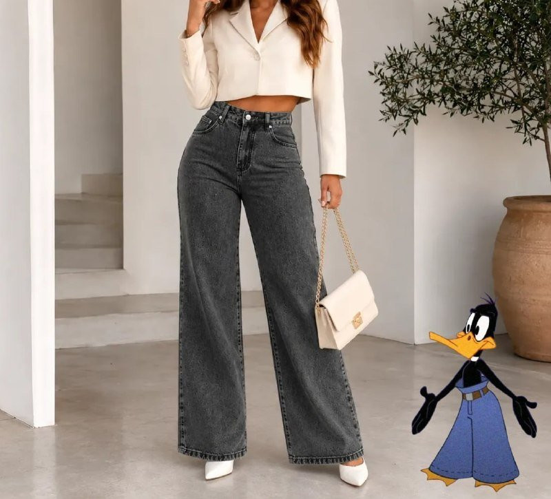👖 Calça Wide Leg Jeans Feminina (4 Cores)