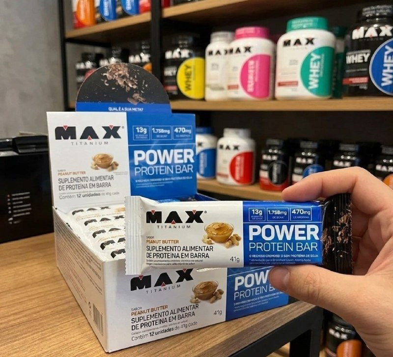 Power Protein Bar 41g Display Com 12 Unid Max Titanium Sabor Milk caramel