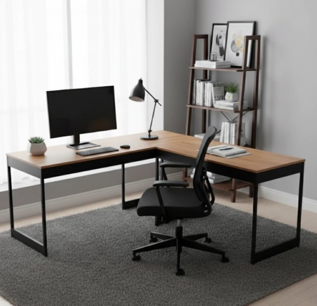 Mesa L Estilo Industrial Escrivaninha de Canto