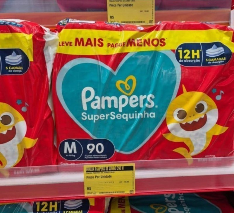 Fralda Pampers Supersequinha Tamanho M 90 Unidades