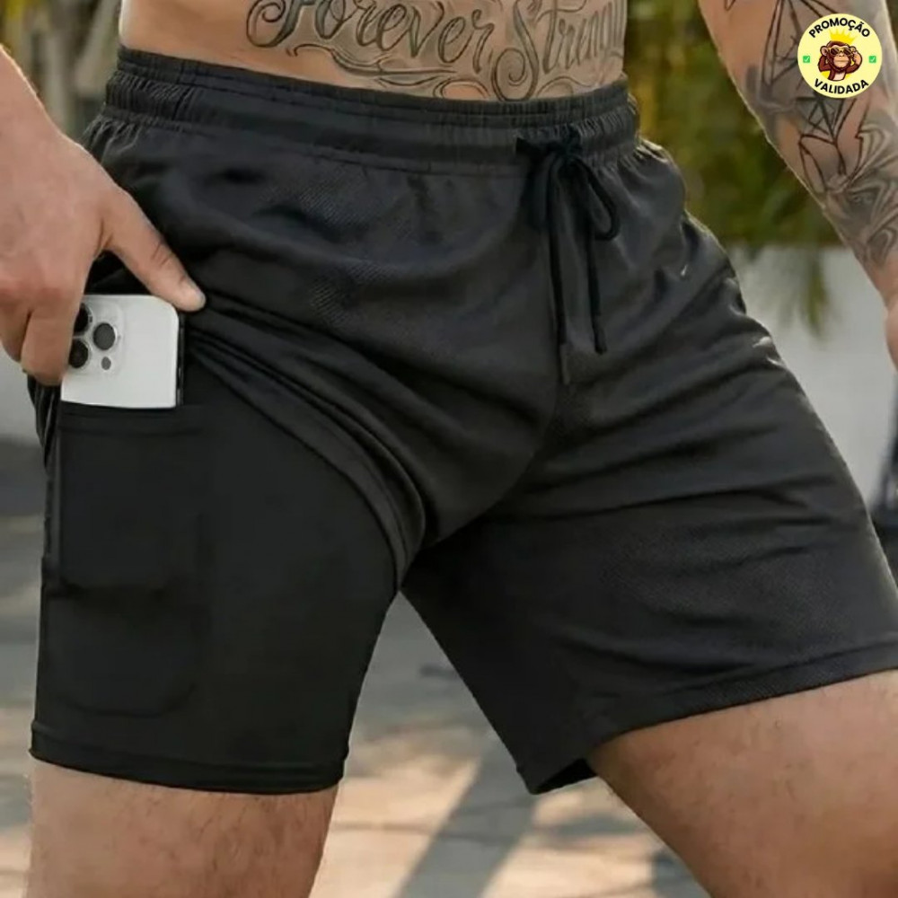 Kit 4 Shorts 2 Em 1 Duplo Dryfit Masculino