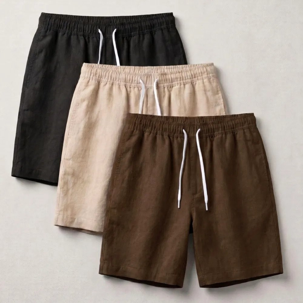 Kit 3 Bermuda Linho Masculina Verão Praia