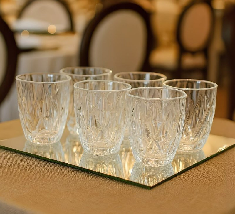 Jogo 6 Copos Vidro Diamante 300ml