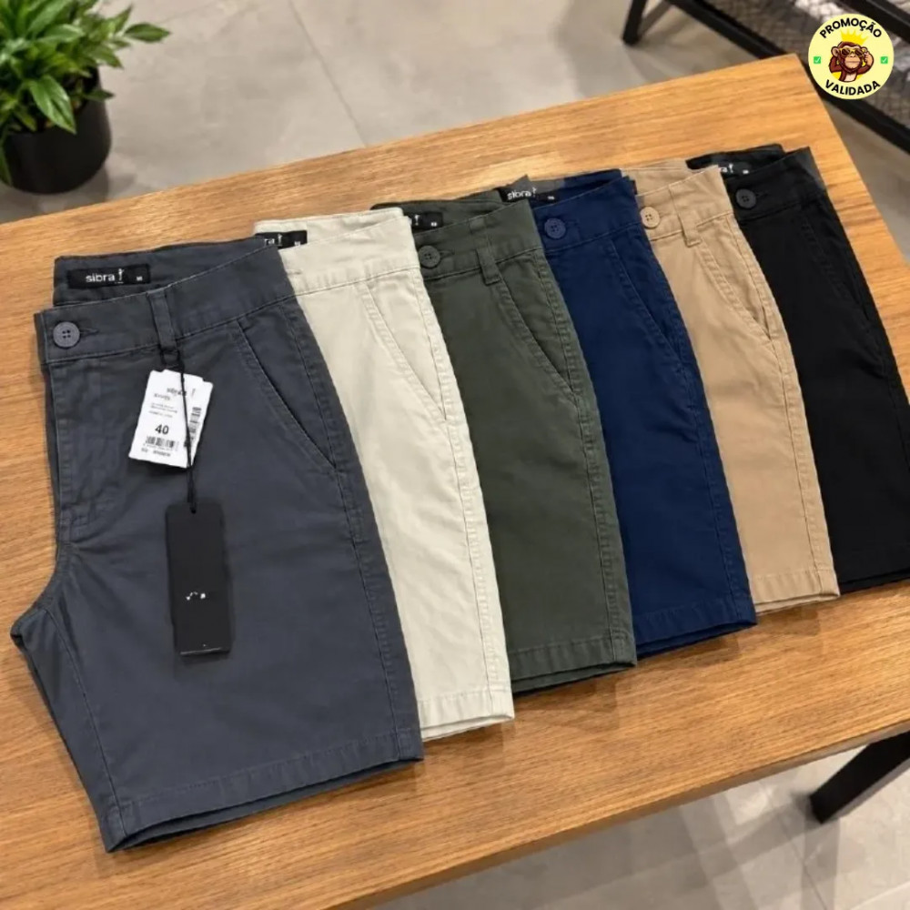 Bermuda de Homem Adulto - Bermuda Sarja com Bolso Faca e Lycra
