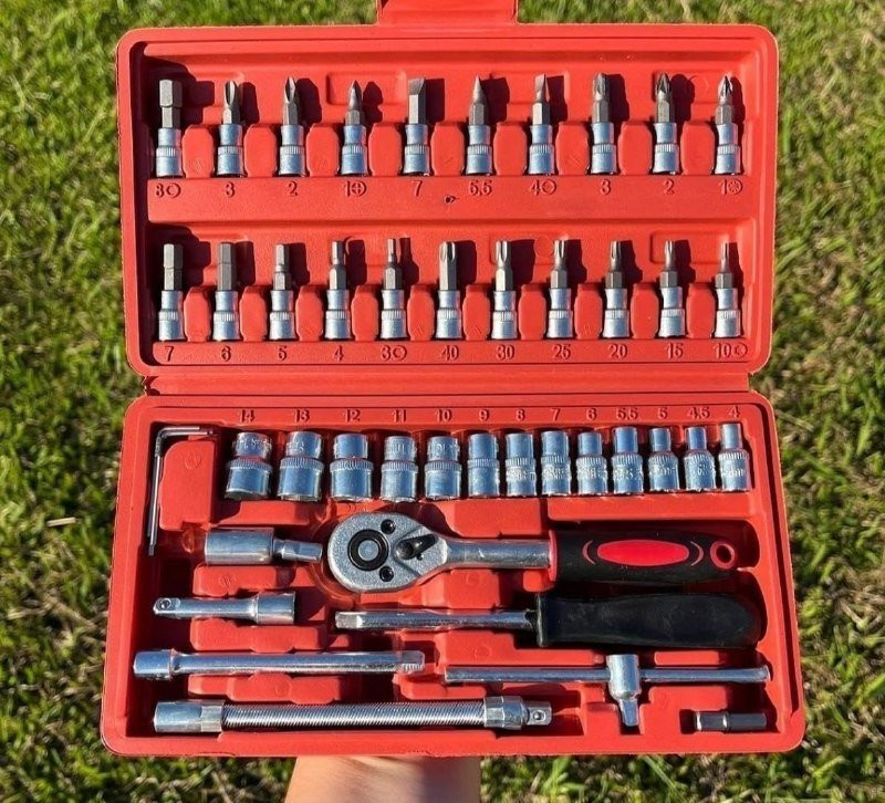 Kit Chaves Catraca Reversível Soquetes 46 Peças + Maleta