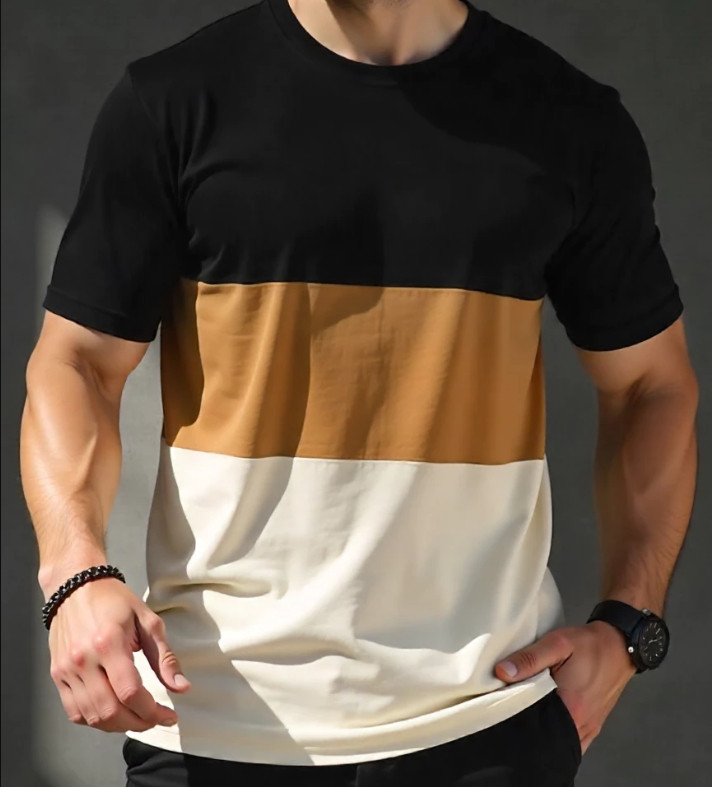 Camiseta Masculina Tricolor 100% Algodão Plus Size