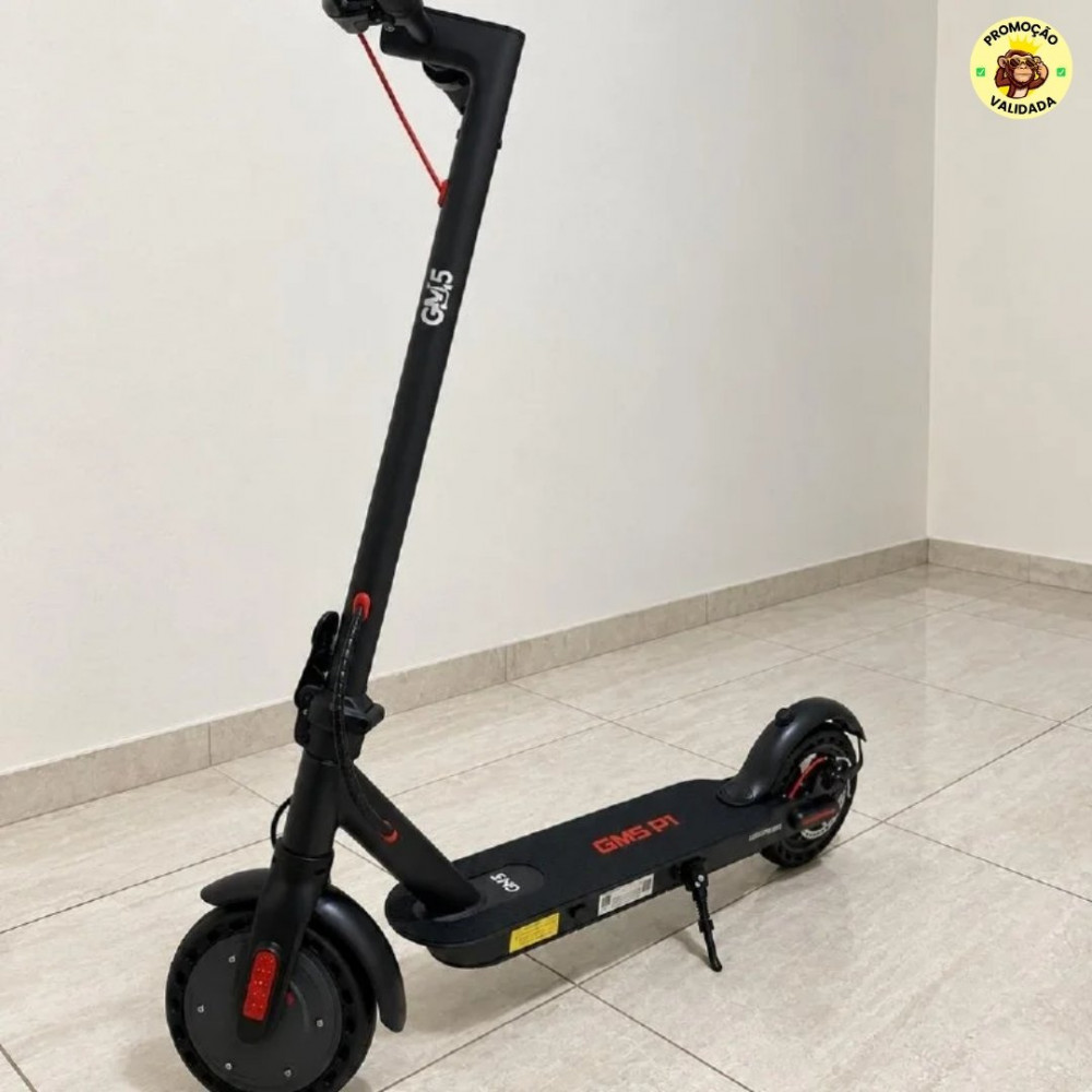 Patinete Elétrico GM5 P1 Preto Dobrável com Bluetooth, 25 Km/h e Autonomia de 22 Km