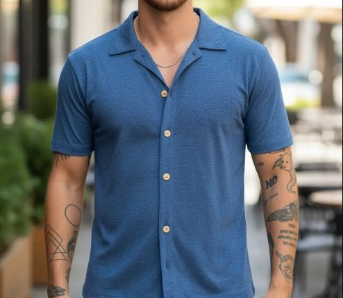 Camisa Slim Eco com Botões de Madeira