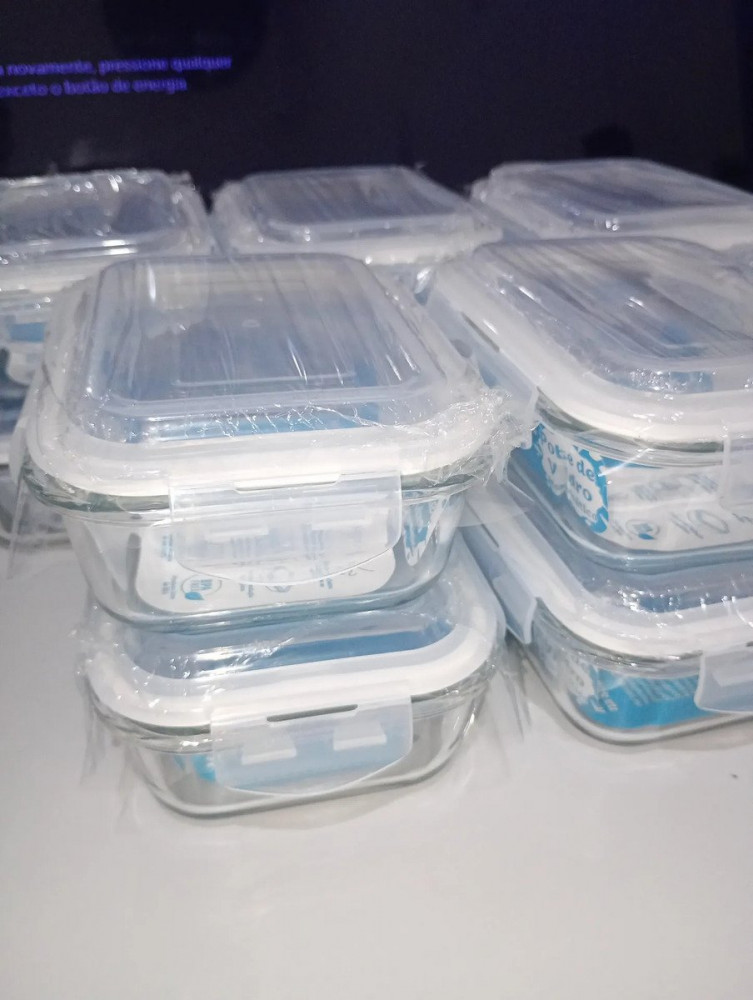 Kit 10 Potes de Vidro 640ml Hermético
