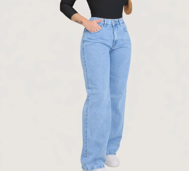 Calça Wide Leg Jeans Pantalona