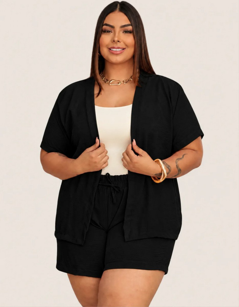 Conjunto Kimono Plus Size Verão Elegante Casual