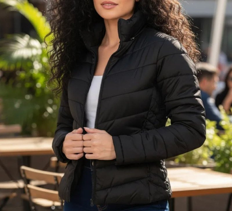 Jaqueta Feminina Puffer Impermeável Capuz Frio Inverno