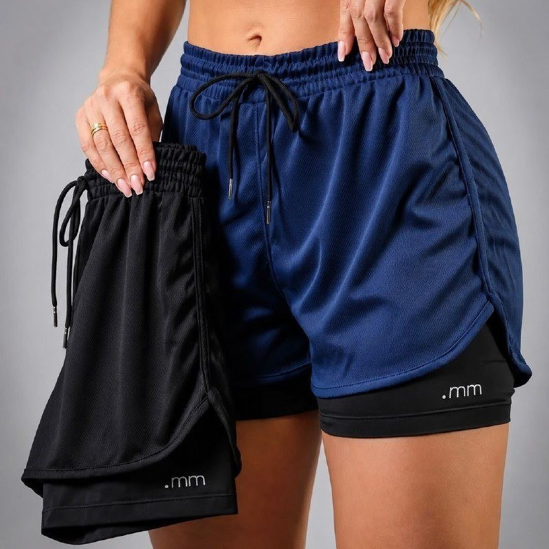 Kit com 2 Short Duplo Compreensão Fitness